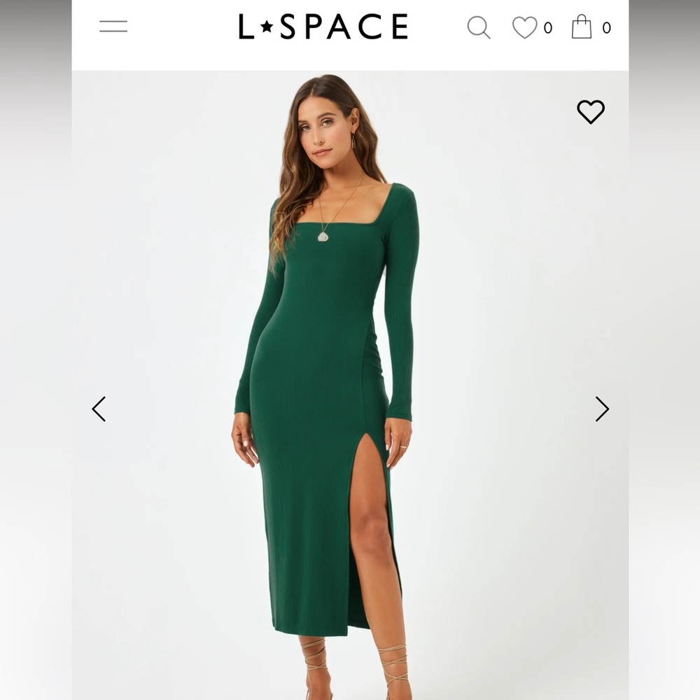 L*Space NWT Small Forest Green Long Sleeve Dress